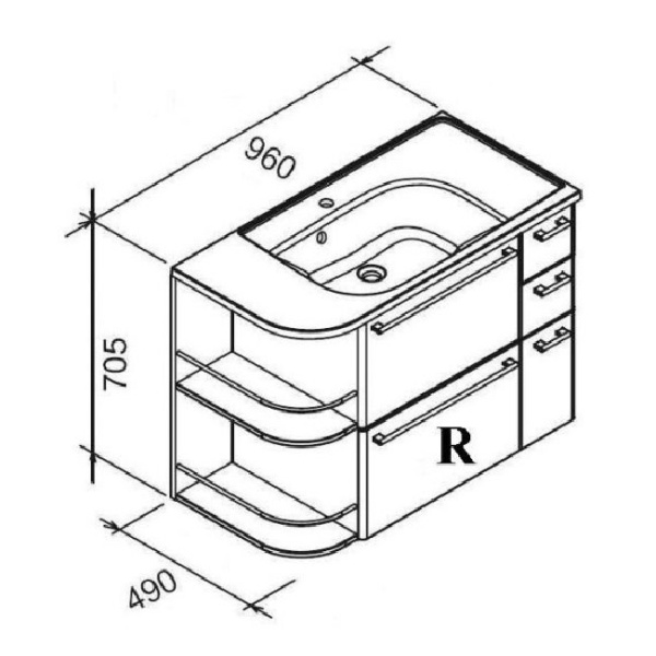 Тумба под раковину Ravak Rosa SDU Comfort M 96 R X000000323